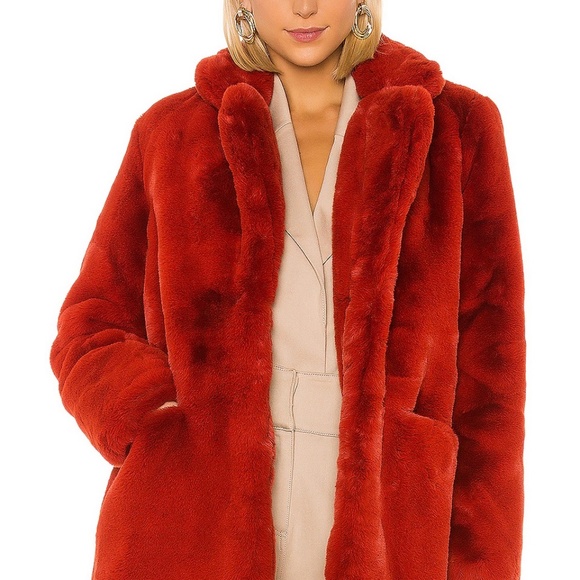 Apparis SOPHIE Ultra-soft Faux Fur Coat Jacket Ginger (Crimson Red) Med/M OP$450